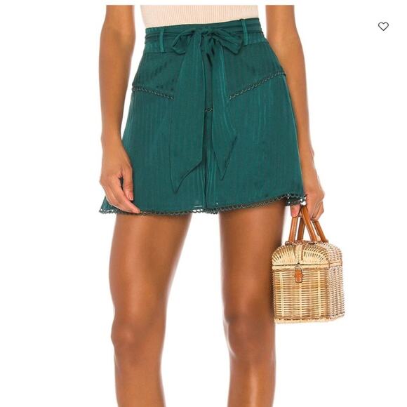 Privacy Please Sabrina Tie-Waist Shorts in Moss Green - Picture 1 of 7